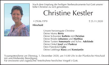 Anzeige von Christine Kestler von MGO