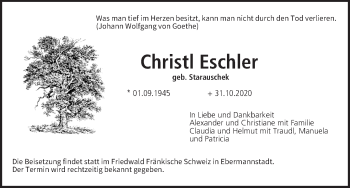 Anzeige von Christl Eschler von MGO