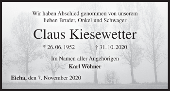 Anzeige von Claus Kiesewetter von MGO