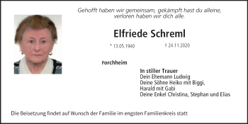 Anzeige von Elfriede Schreml von MGO