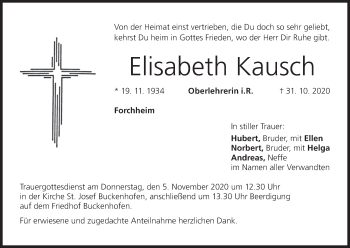 Anzeige von Elisabeth Kausch von MGO
