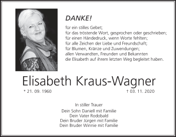 Anzeige von Elisabeth Kraus-Wagner von MGO
