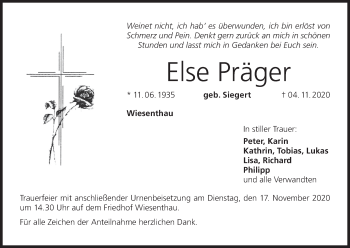 Anzeige von Else Präger von MGO