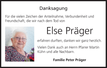 Anzeige von Else Präger von MGO