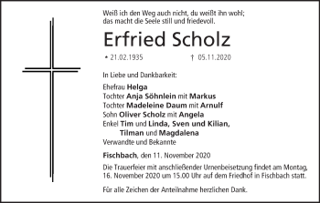 Anzeige von Erfried Scholz von MGO
