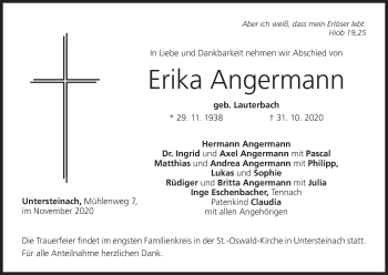 Anzeige von Erika Angermann von MGO