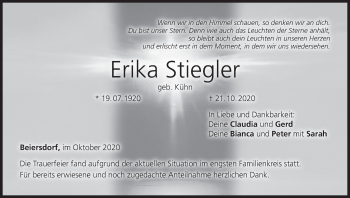 Anzeige von Erika Stiegler von MGO