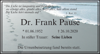 Anzeige von Frank Pause von MGO