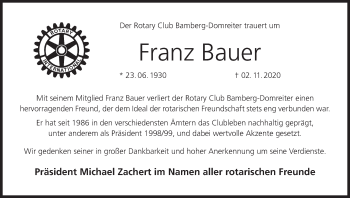 Anzeige von Franz Bauer von MGO