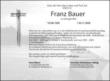 Anzeige von Franz Bauer von MGO