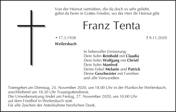 Anzeige von Franz Tenta von MGO