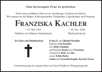Anzeige von Franziska Kachler von MGO