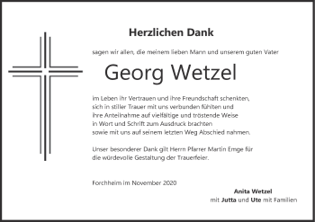 Anzeige von Georg Wetzel von MGO