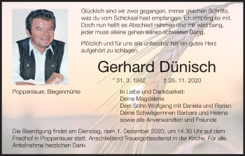 Anzeige von Gerhard Dünisch von MGO