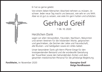 Anzeige von Gerhard Greif von MGO