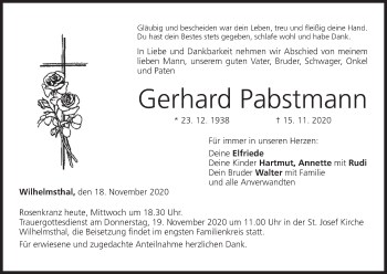 Anzeige von Gerhard Pabstmann von MGO