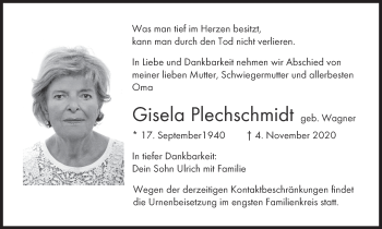 Anzeige von Gisela Plechschmidt von MGO