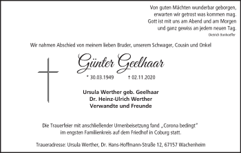 Anzeige von Günter Geelhaar von MGO