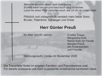 Anzeige von Günter Preuß von MGO