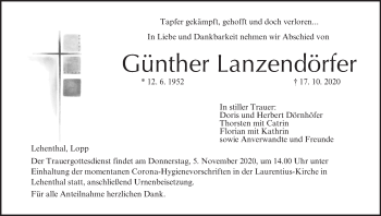 Anzeige von Günther Lanzendörfer von MGO