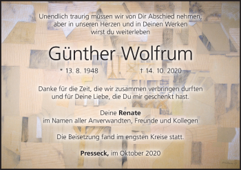 Anzeige von Günther Wolfrum von MGO