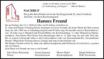 Anzeige von Hannes Freund von MGO