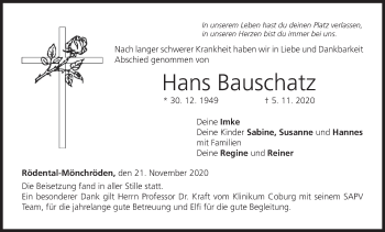 Anzeige von Hans Bauschatz von MGO