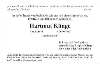 Anzeige von Hartmut Klinge von MGO