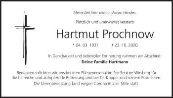 Anzeige von Hartmut Prochnow von MGO