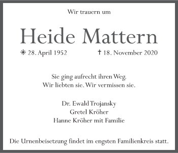 Anzeige von Heide Mattern von MGO