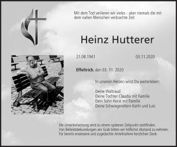 Anzeige von Heinz Hutterer von MGO