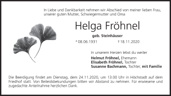 Anzeige von Helga Fröhnel von MGO