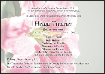 Anzeige von Helga Treuner von MGO