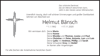 Anzeige von Helmut Bänsch von MGO