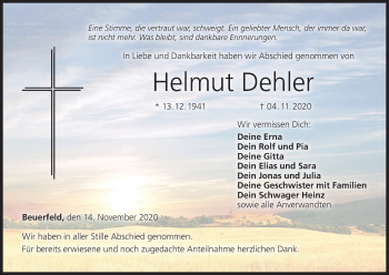 Anzeige von Helmut Dehler von MGO