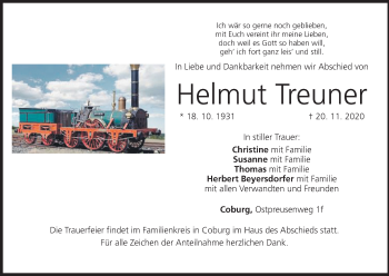 Anzeige von Helmut Treuner von MGO
