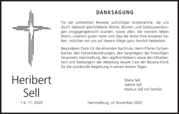 Anzeige von Heribert Sell von MGO
