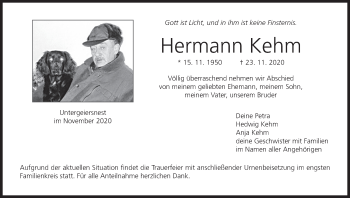 Anzeige von Hermann Kehm von MGO