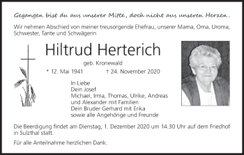Anzeige von Hiltrud Herterich von MGO