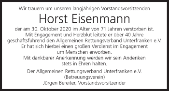 Anzeige von Horst Eisenmann von MGO