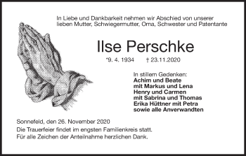 Anzeige von Ilse Perschke von MGO