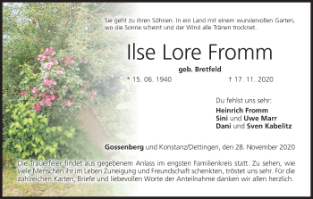 Anzeige von Ilse Lore Fromm von MGO