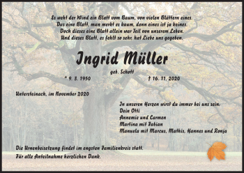 Anzeige von Ingrid Müller von MGO