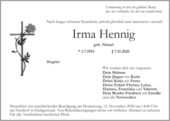 Anzeige von Irma Hennig von MGO