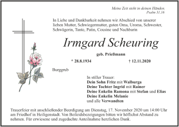 Anzeige von Irmgard Scheuring von MGO