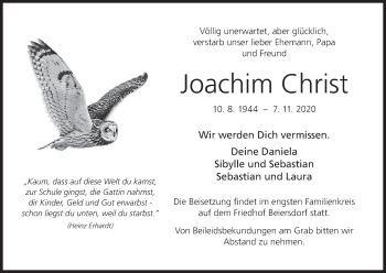 Anzeige von Joachim Christ von MGO