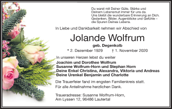 Anzeige von Jolande Wolfrum von MGO