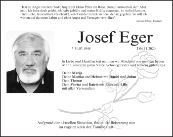Anzeige von Josef Eger von MGO