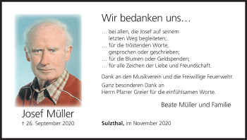 Anzeige von Josef Müller von MGO