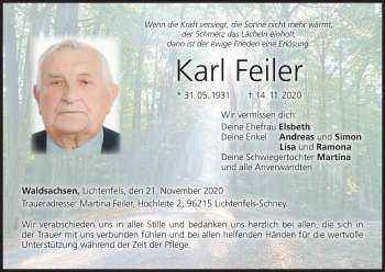 Anzeige von Karl Feiler von MGO
